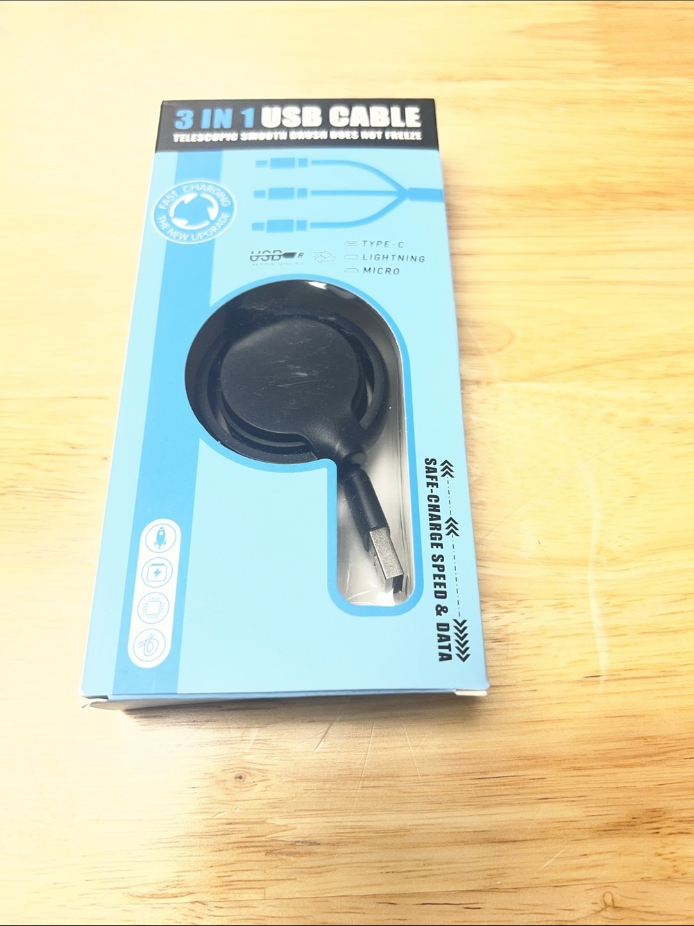 3-in-1 Retractable USB Charging Cable - Black (Universal)